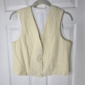 Missguided yellow white Stripe Button-Up womens Vest‎ S